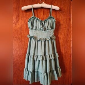 Wild Fable Sage Green Ruffled Tiered Sundress